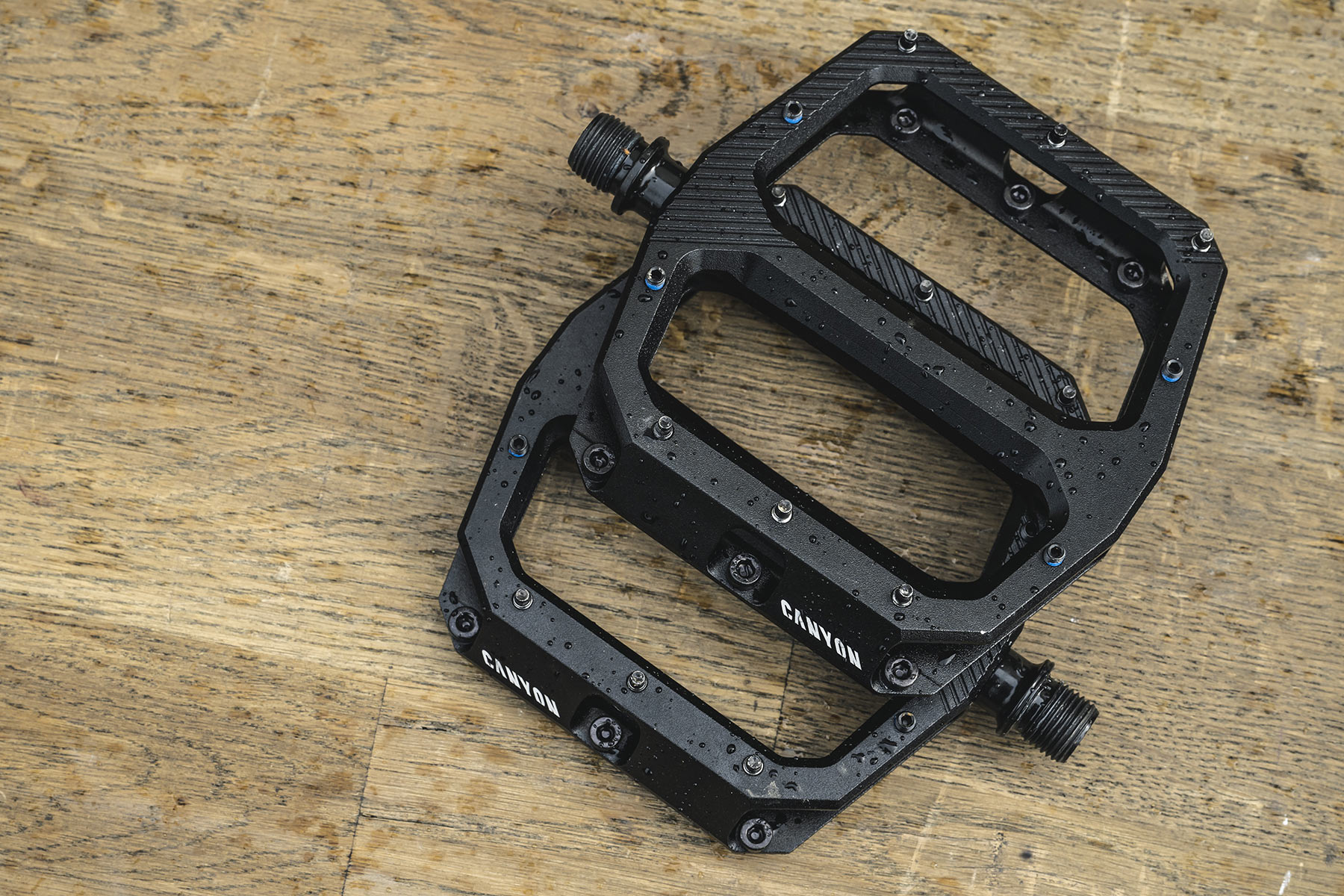 Canyon alloy MTB Performance Flat Pedals, photo by Roo Fowler, in black too