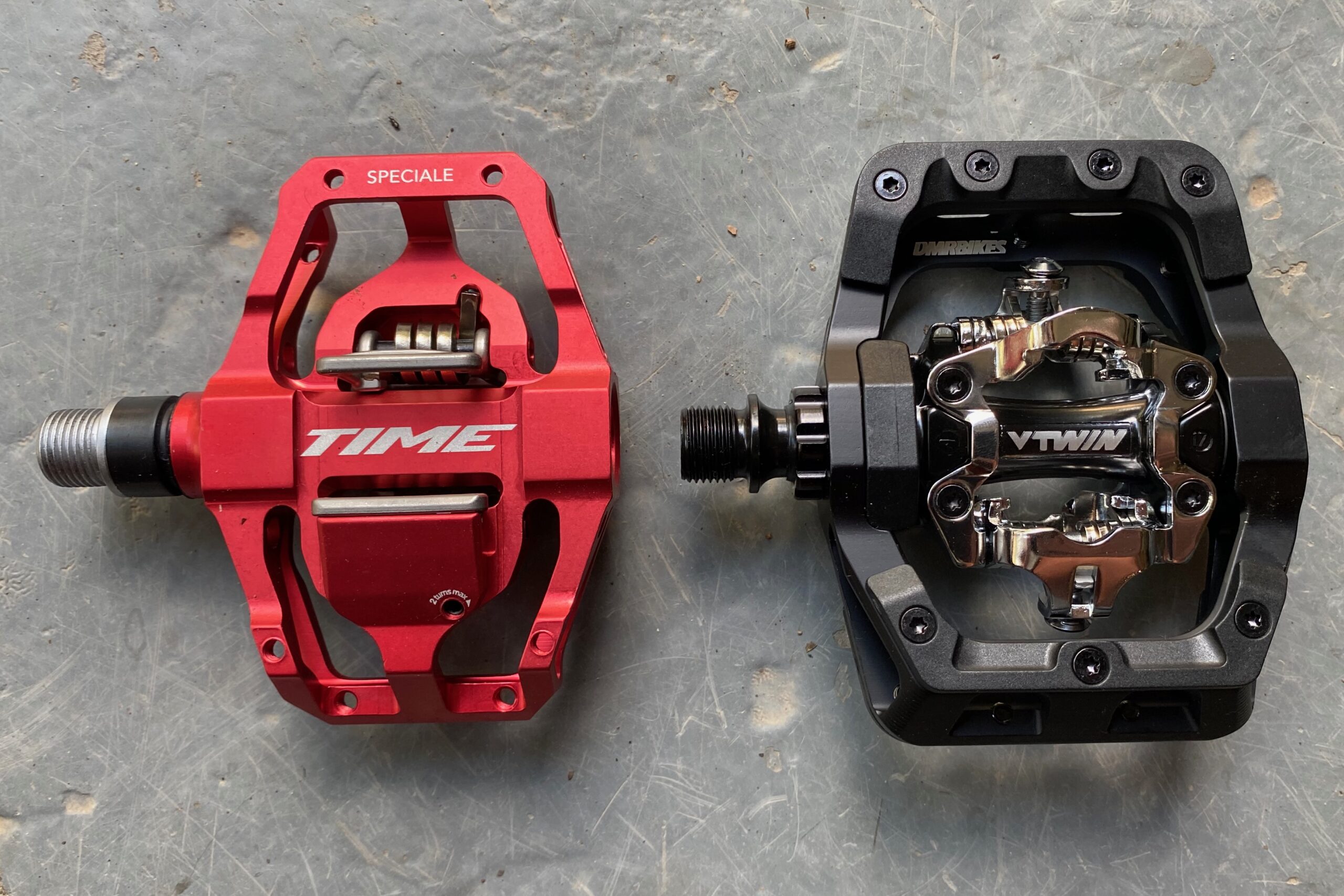 Examples of mountain bike pedals for gravity riding