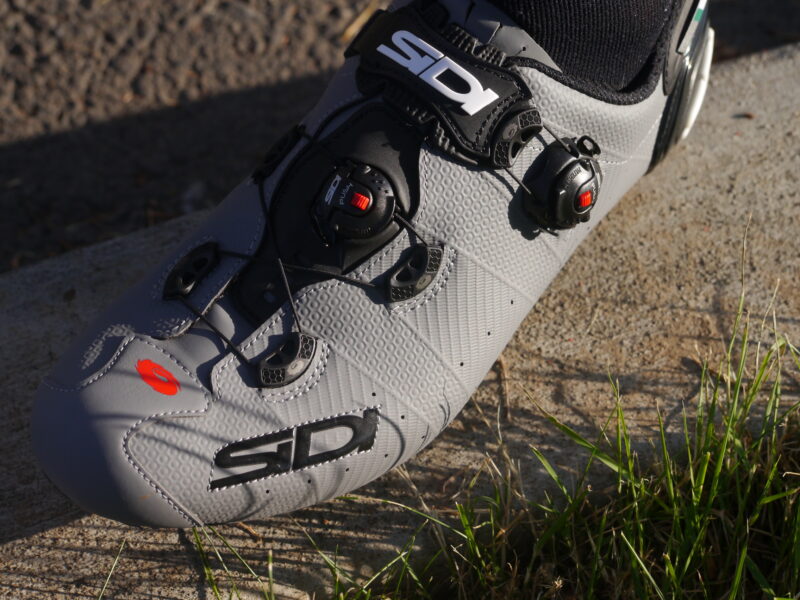 A close up view of the uppers on the Sidi Wire 2